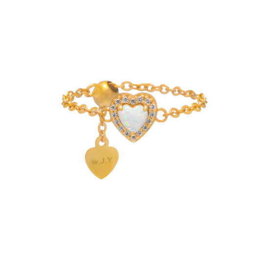 Opal Birthstones Love Zipper Gold Ring