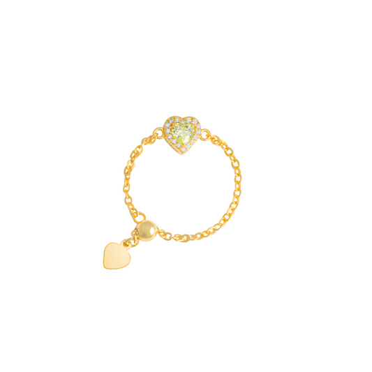 Peridot Birthstones Love Zipper Gold Ring