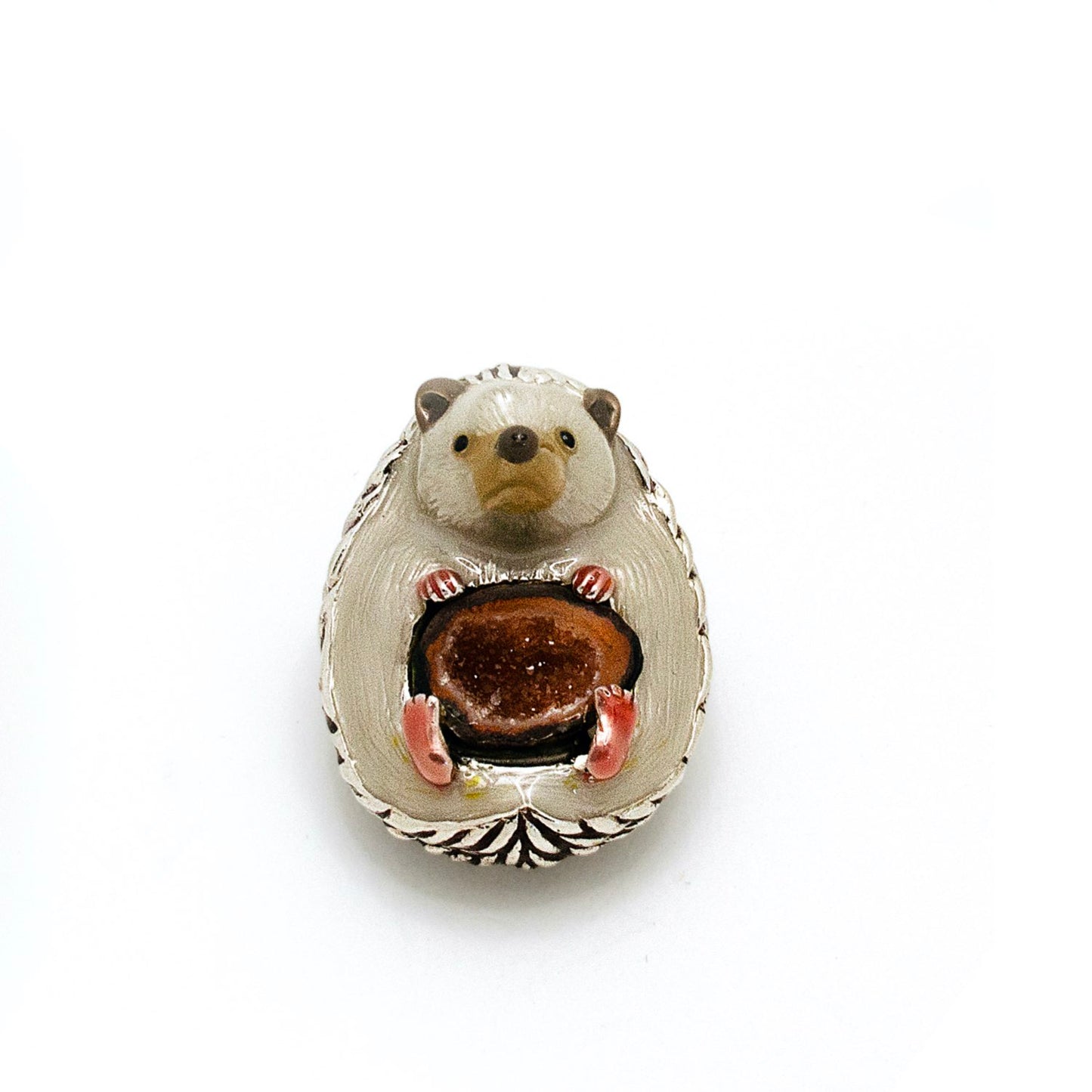 Hedgehog Crystal Cave Pendant Necklace / Brooch