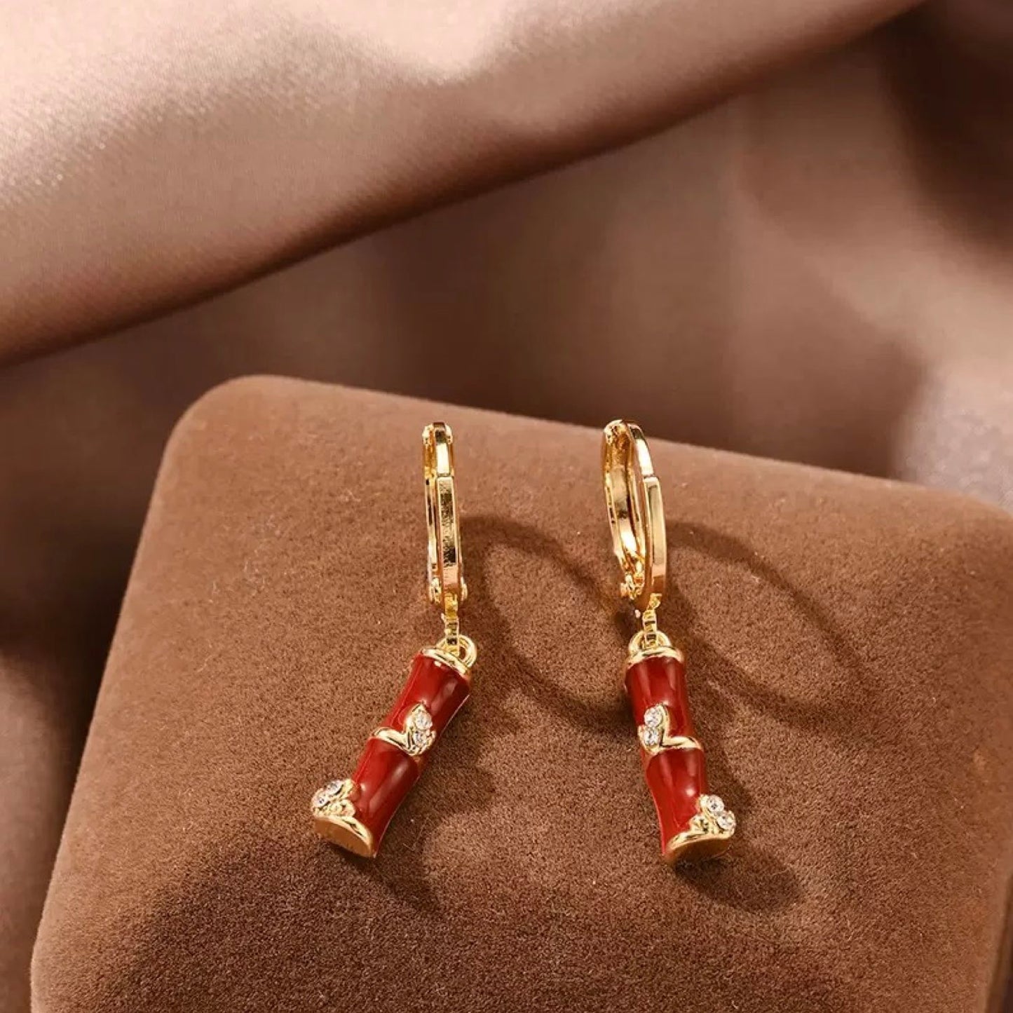 Bamboo Opal Red Earring