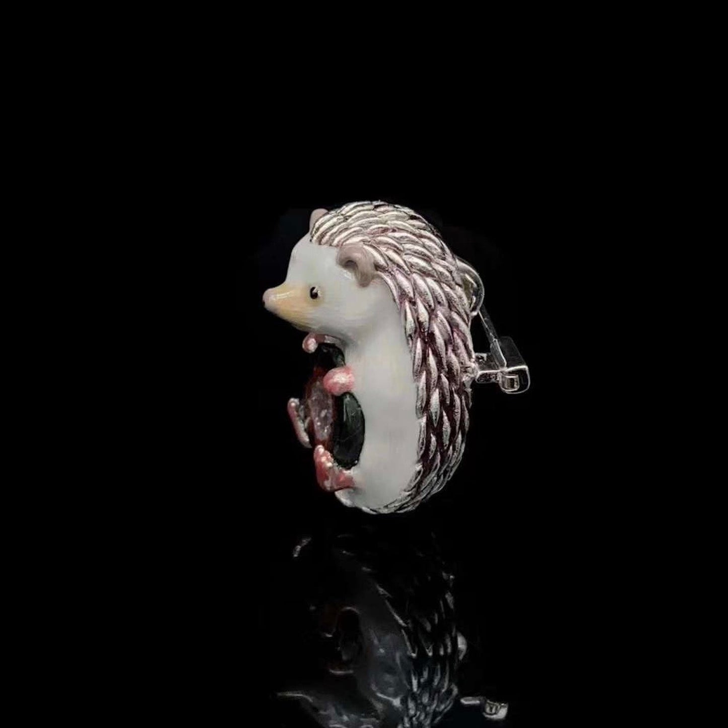 Hedgehog Crystal Cave Pendant Necklace / Brooch