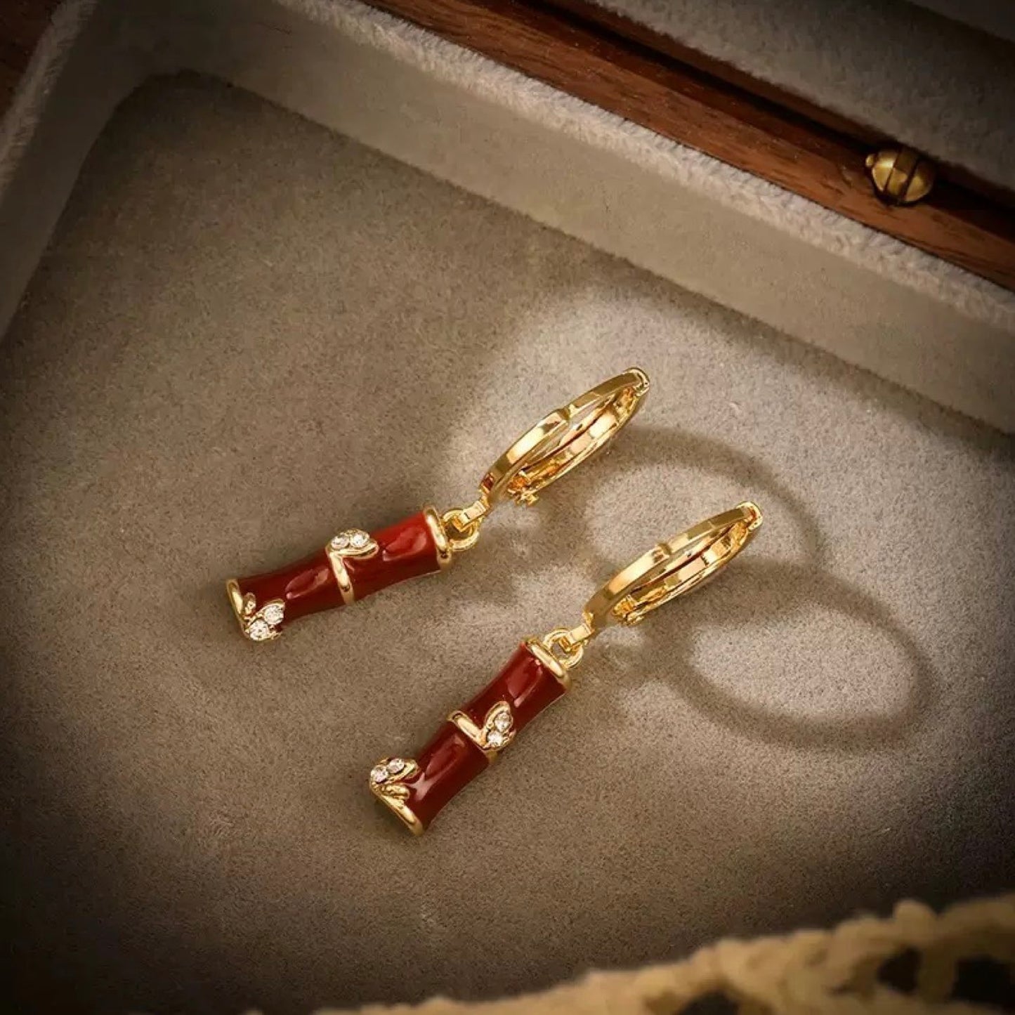 Bamboo Opal Red Earring