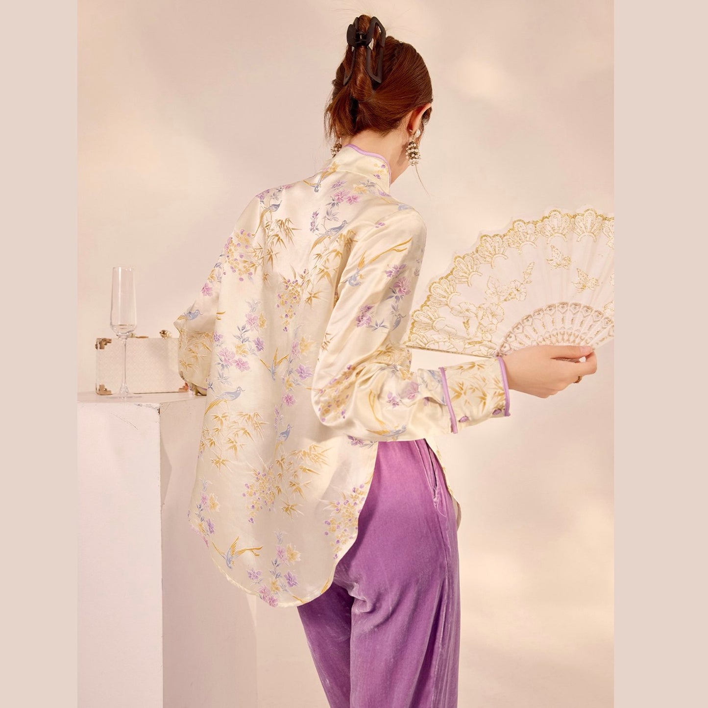 Embroidered Mulberry Silk Elegant Shirt
