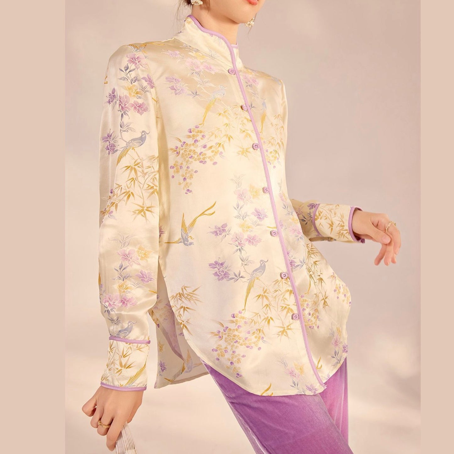 Embroidered Mulberry Silk Elegant Shirt