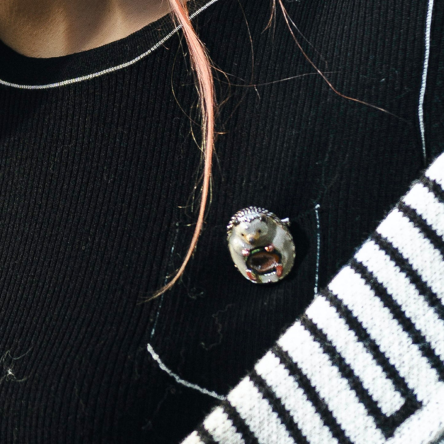 Hedgehog Crystal Cave Pendant Necklace / Brooch