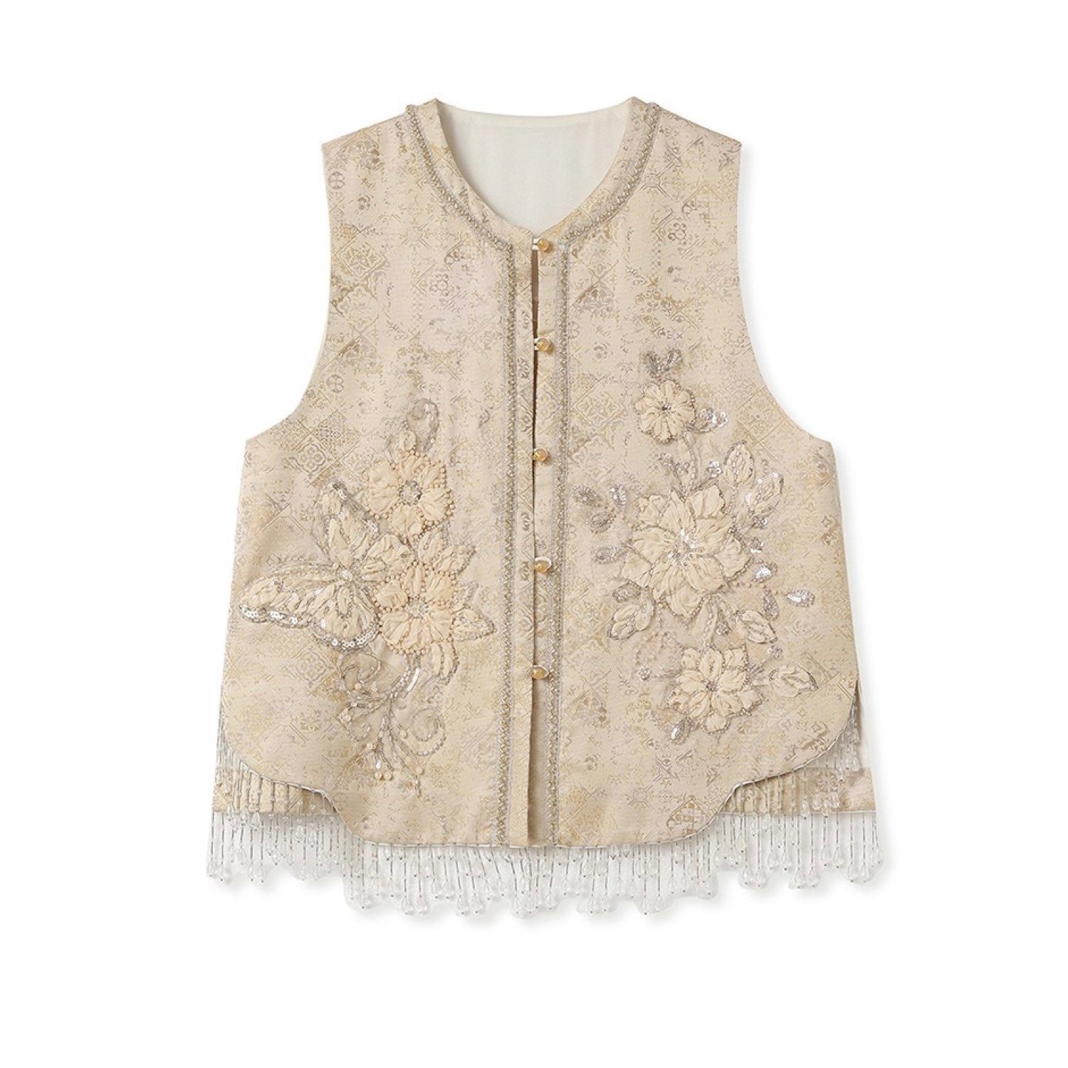 Designer 3D Floral Embroidered Lace Tank Top Women Front Cut-Out Sleeveless Top