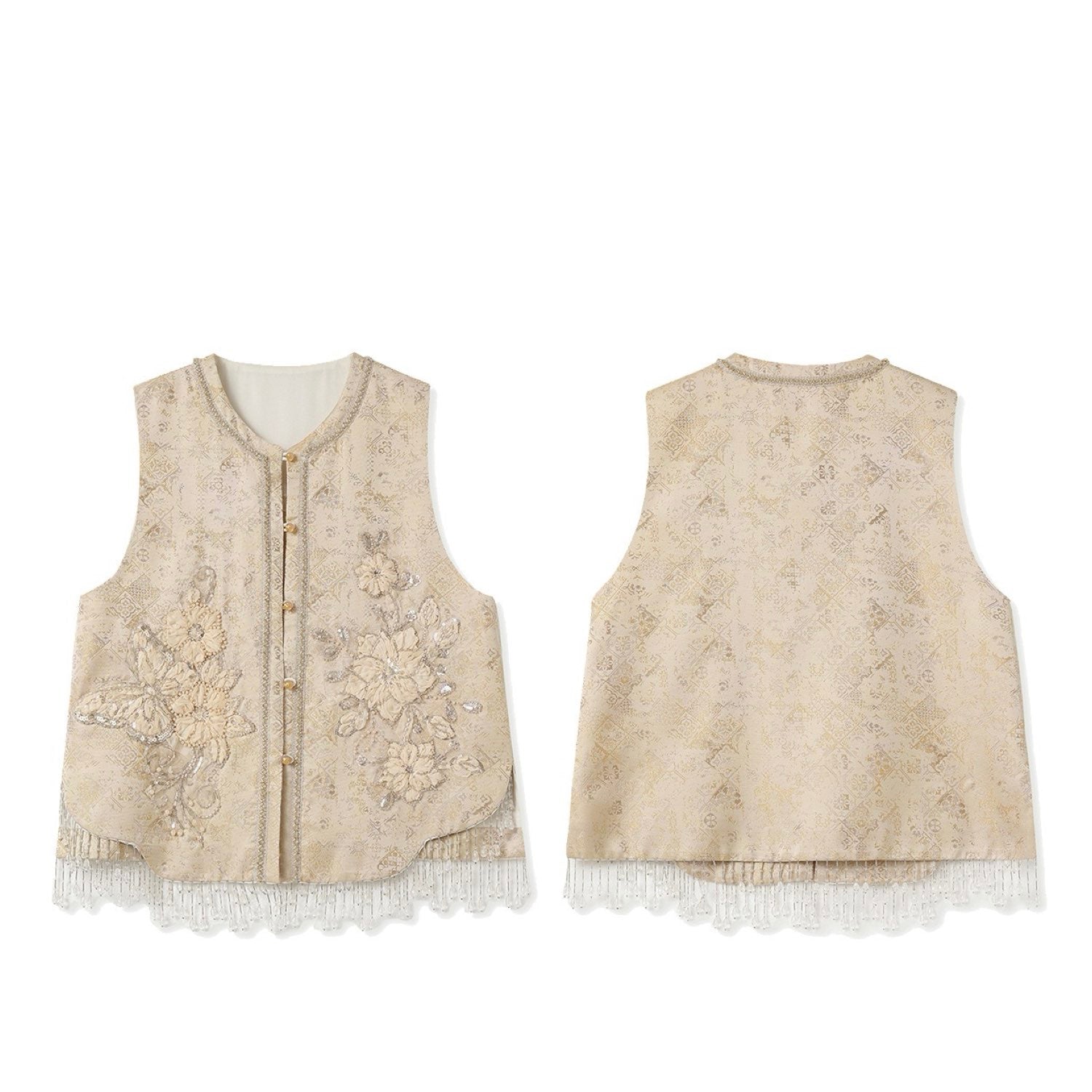 Designer 3D Floral Embroidered Lace Tank Top Women Front Cut-Out Sleeveless Top