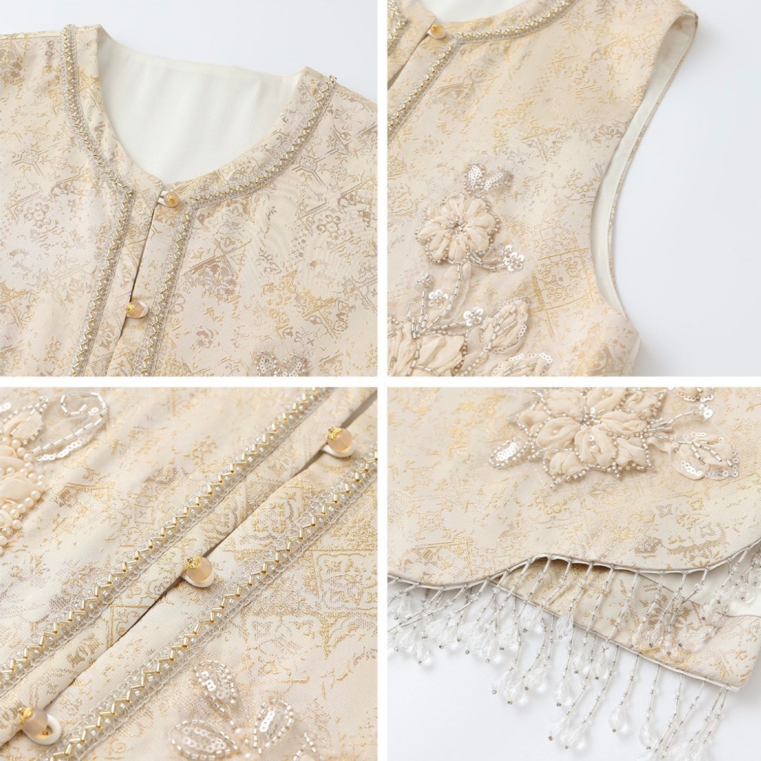 Designer 3D Floral Embroidered Lace Tank Top Women Front Cut-Out Sleeveless Top