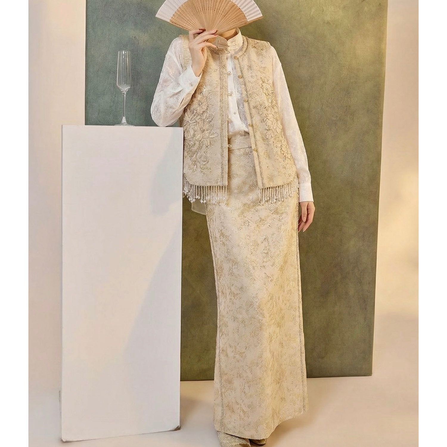 Designer 3D Floral Embroidered Lace Skirt Women Wedding Guest