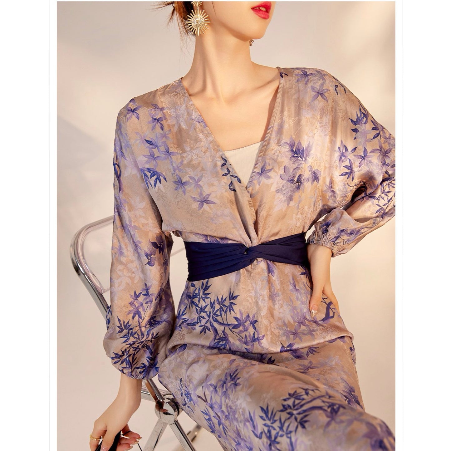 Bamboo Slim-Fit Jacquard Silk Dress