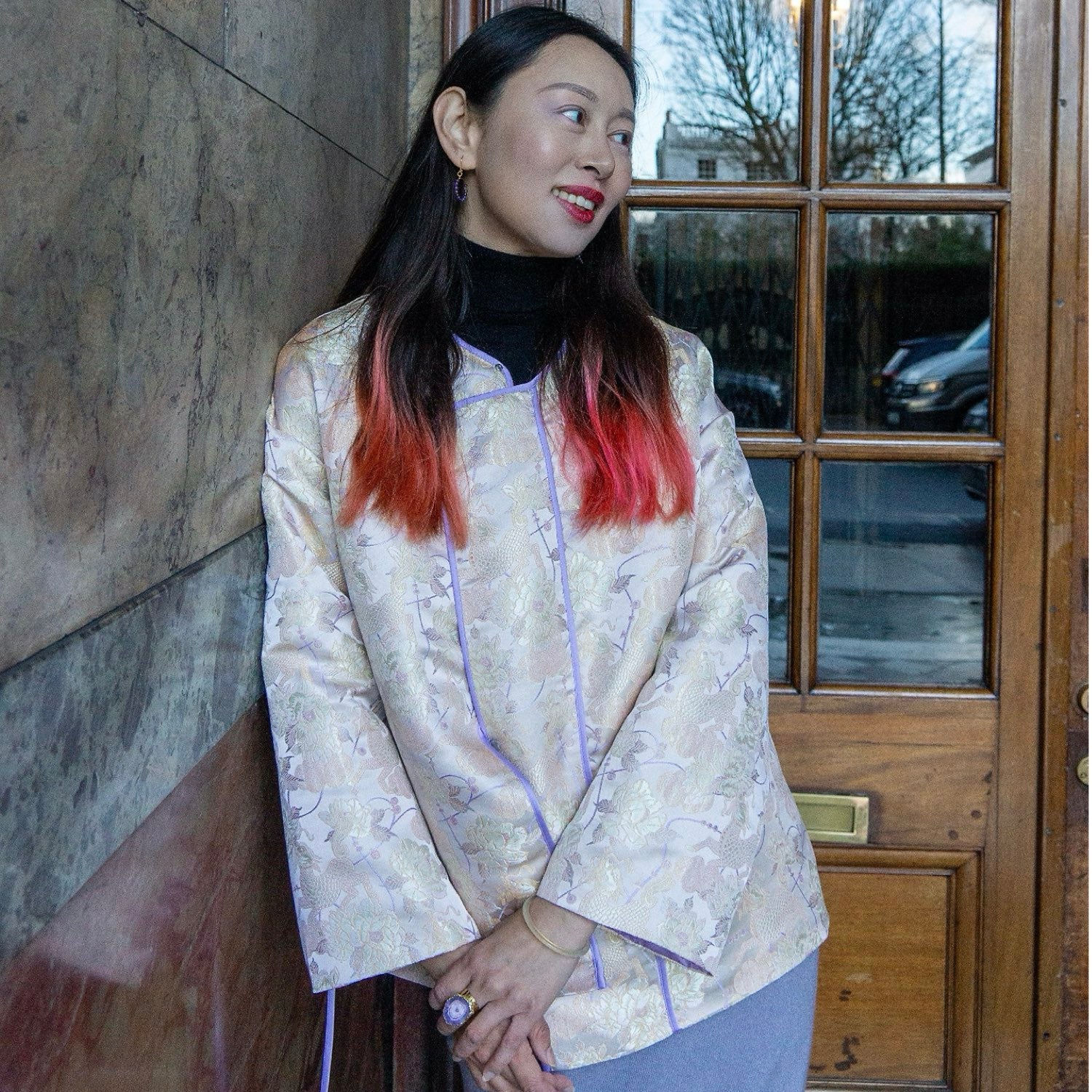 Embroidered Cardigan Jacket Stylish Stitching Autumn Winter