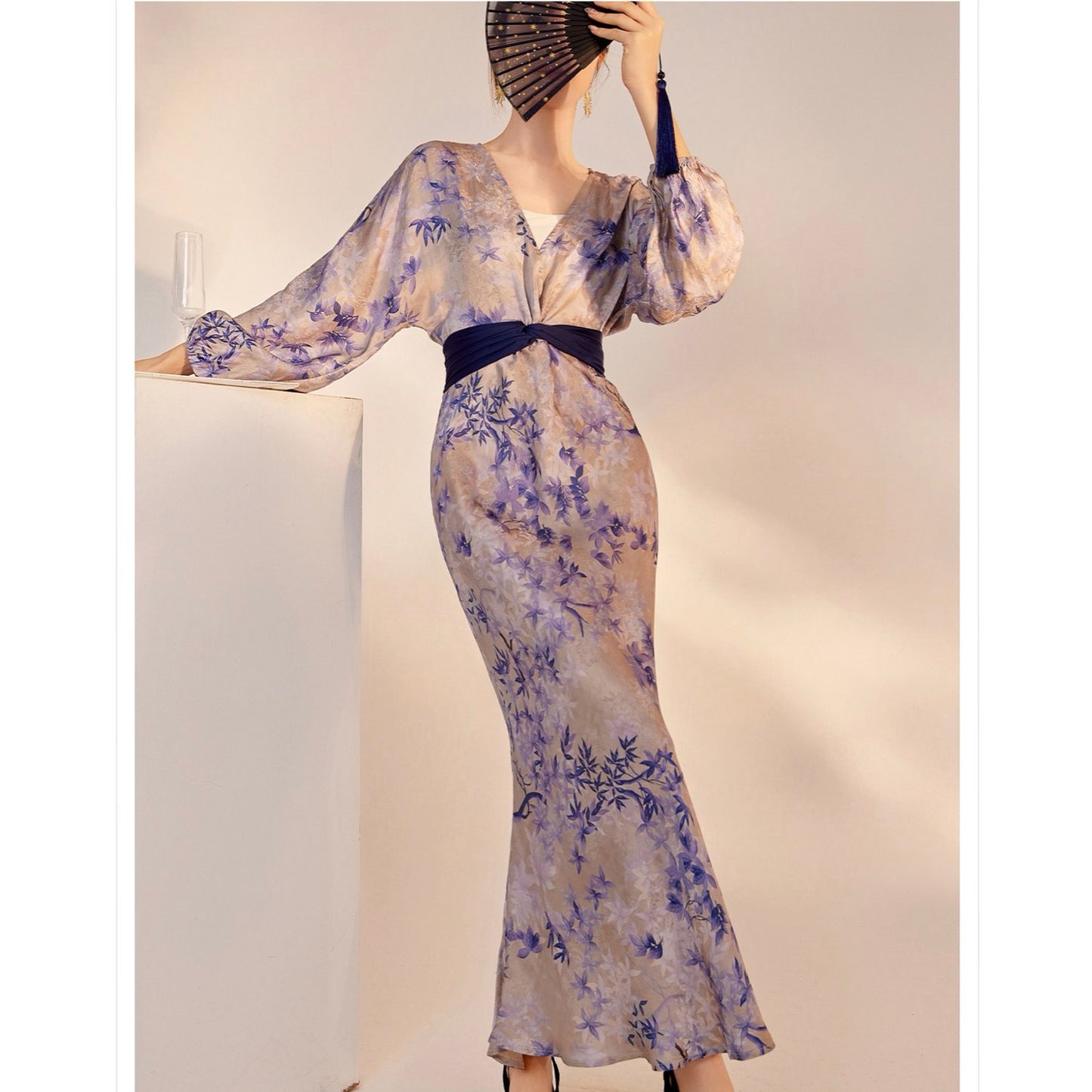 Bamboo Slim-Fit Jacquard Silk Dress