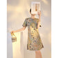 Embroidered Floral Jacquard Romantic Mini Dress