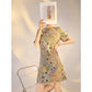 Embroidered Floral Jacquard Romantic Mini Dress