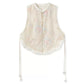 Embroidery Cream Pink Flower Wedding Top