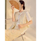 Embroidery Cream Pink Flower Wedding Top