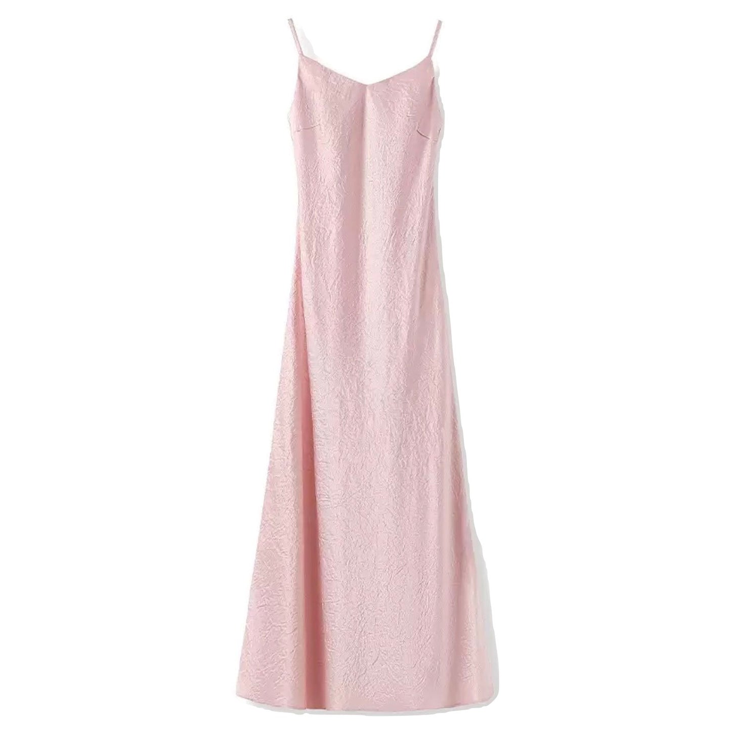 Slim-Fit Silk Pink Long Dress