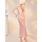 Slim-Fit Silk Pink Long Dress