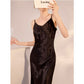 Slim-Fit Silk Long Black Dress