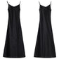 Slim-Fit Silk Long Black Dress
