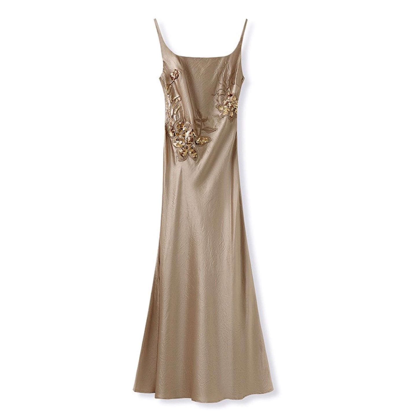 Embroidered  Champagne Golden Dress
