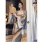 Embroidered  Champagne Golden Dress