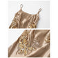 Embroidered  Champagne Golden Dress