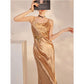Embroidered  Champagne Golden Dress