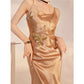 Embroidered  Champagne Golden Dress