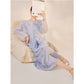 Embroidered Light Blue Solid Tie Floral Cardigan