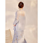 Embroidered Light Blue Solid Tie Floral Cardigan