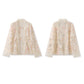 Embroidered White and Beige Floral Cardigan