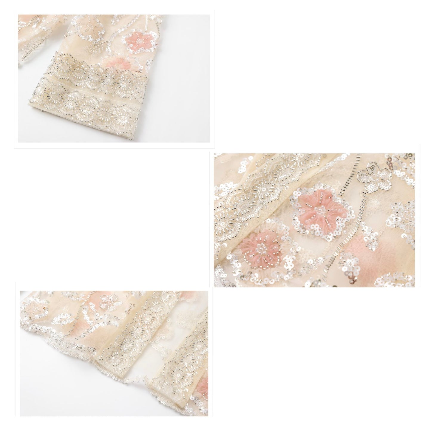 Embroidered White and Beige Floral Cardigan