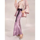 Bamboo Purple Floral Silk Skirt With Belt