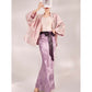 Bamboo Purple Floral Silk Skirt With Belt