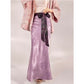Bamboo Purple Floral Silk Skirt With Belt