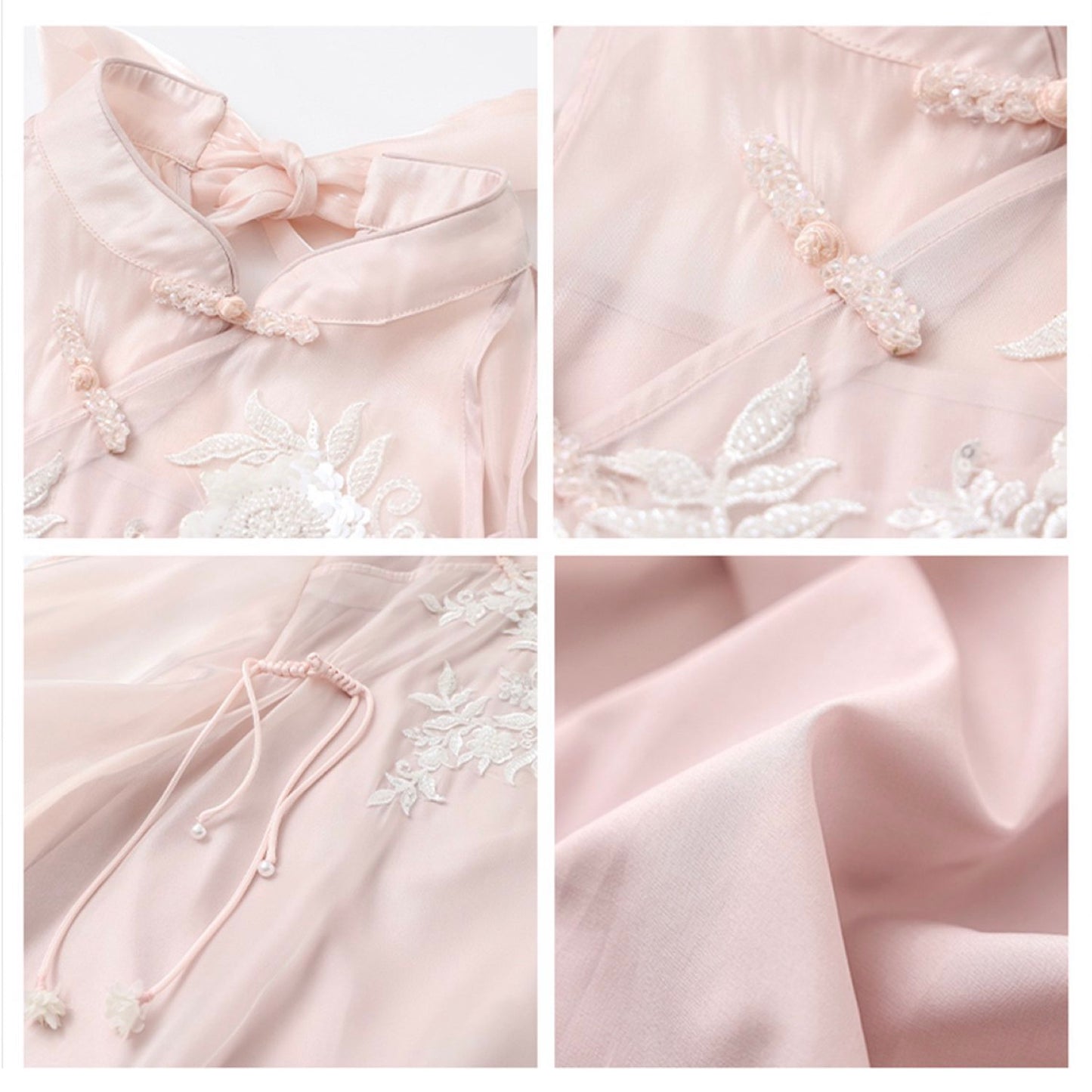 Embroidered Pink Floral Midi Dress