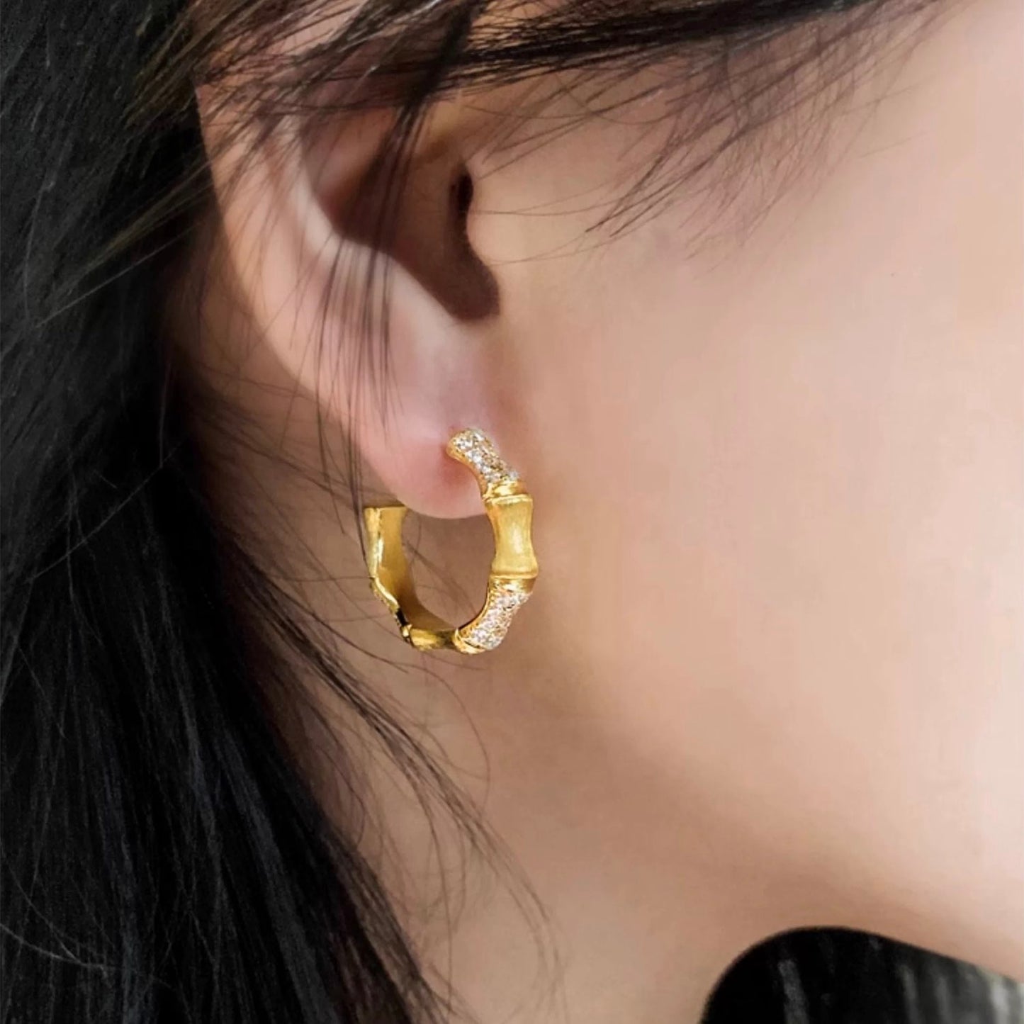 Bamboo Gold Earring