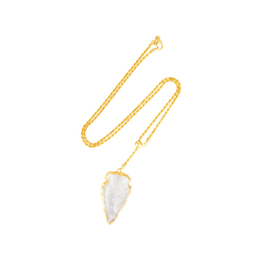 Natural White Crystal 18K Gold Plated Necklace (S)