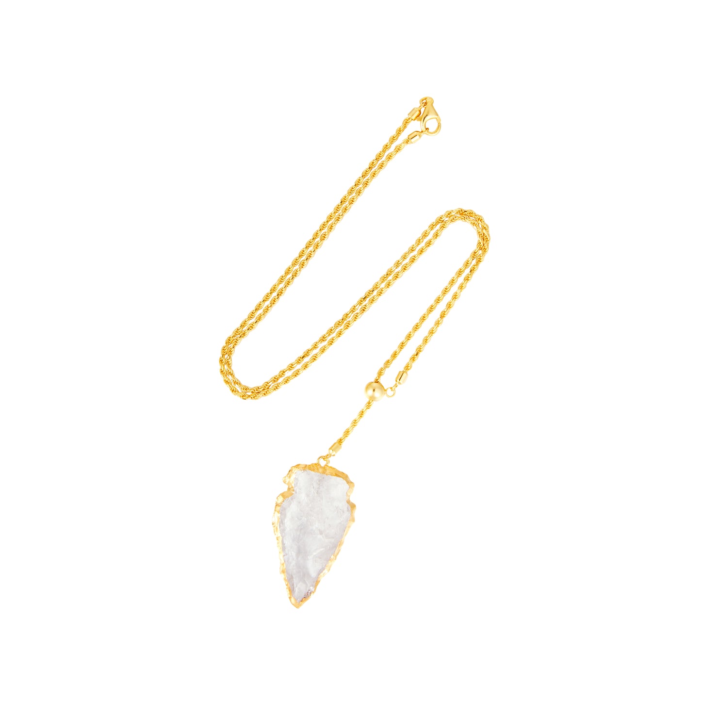 Natural White Crystal 18K Gold Plated Necklace Small
