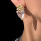 Natural Texture White Crystal Cloud Gold- plated Silver Earring