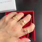 Pink Opal Birthstones Love Heart Zipper Gold Ring