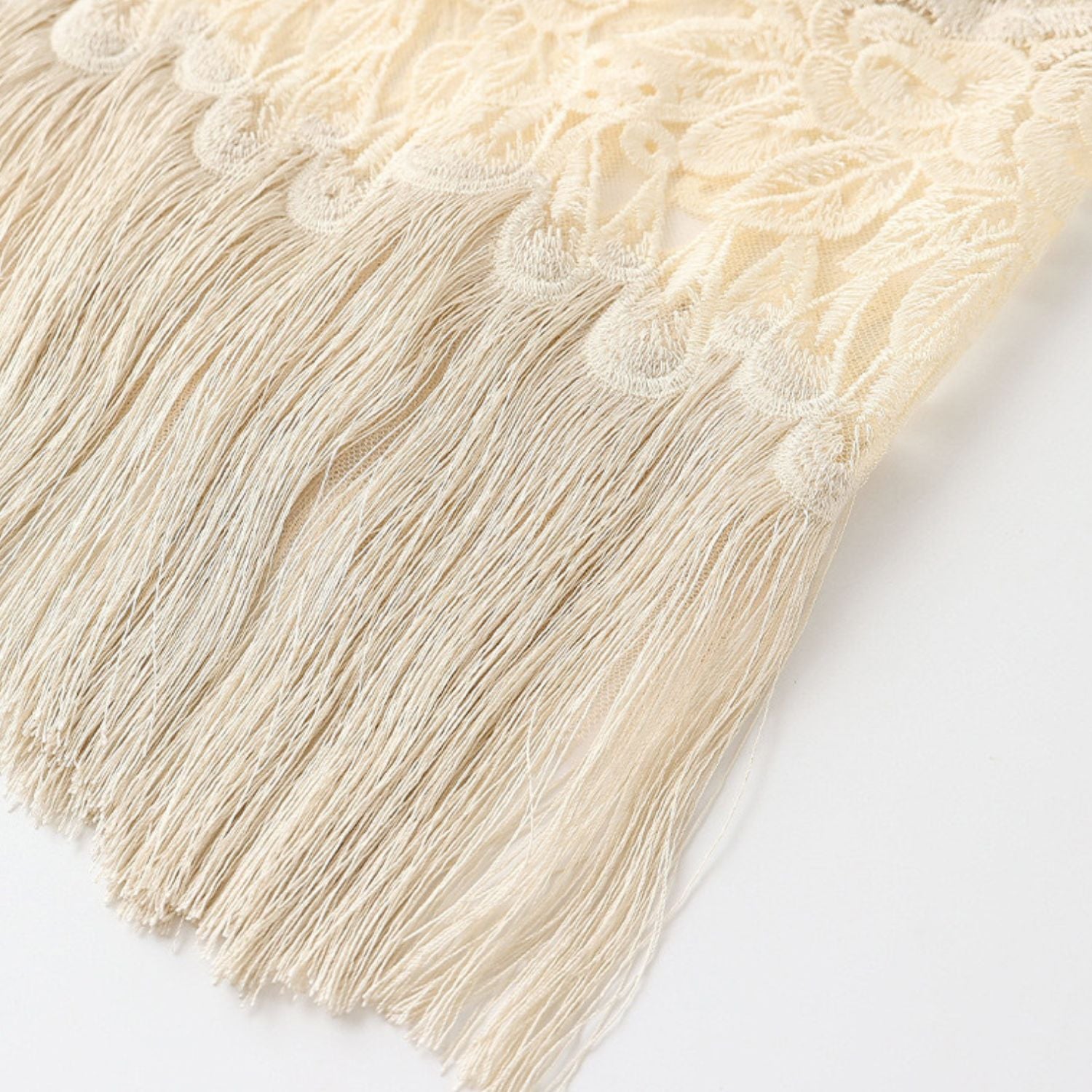 Poetic Embroidery White Tassel Outer Layer Floral Patchwork Knee-Length Dress