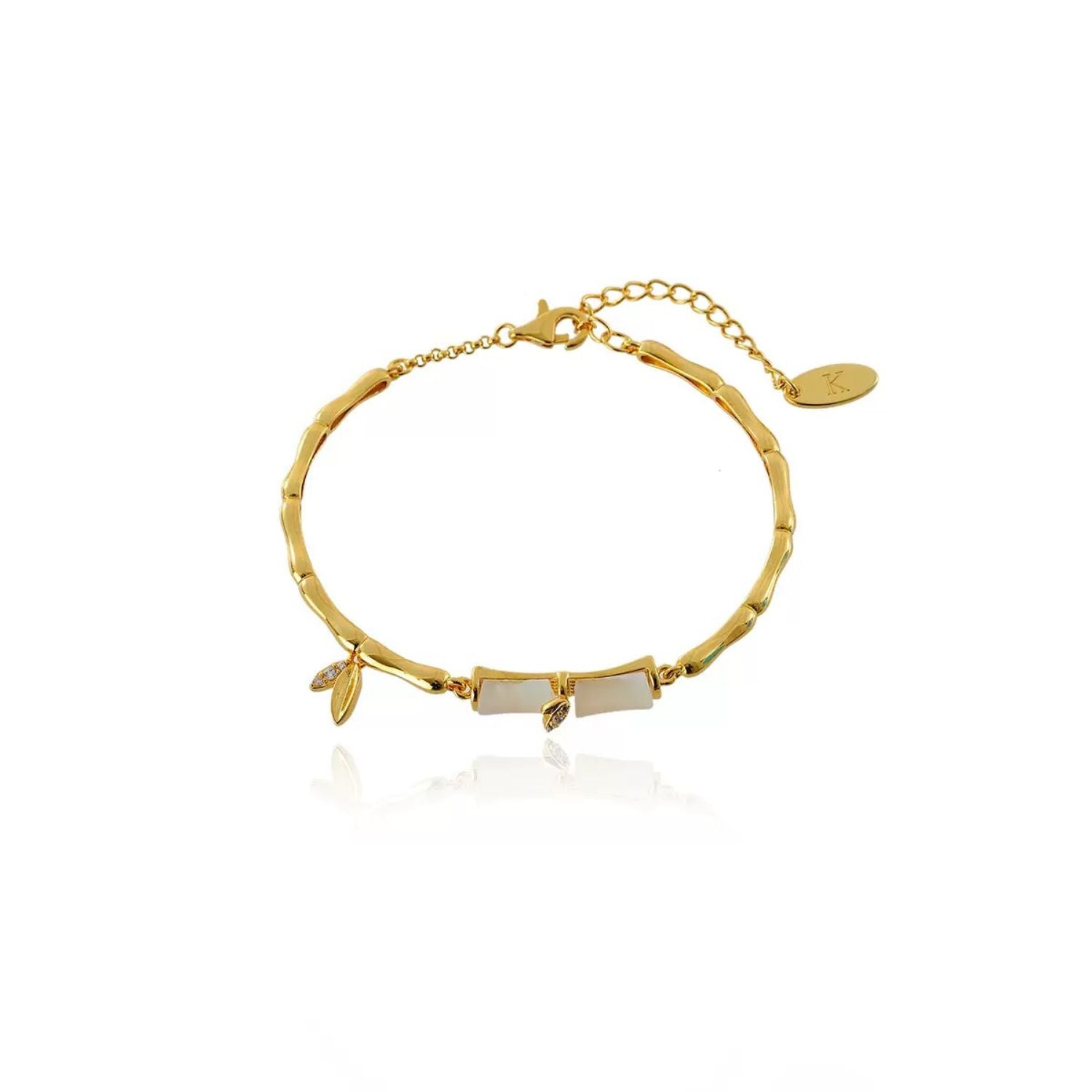 Bamboo Inspired Opal Bracelet Adjustable Gift