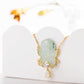 Handmade Engraving Jade Diamond Angel Pendant Necklace