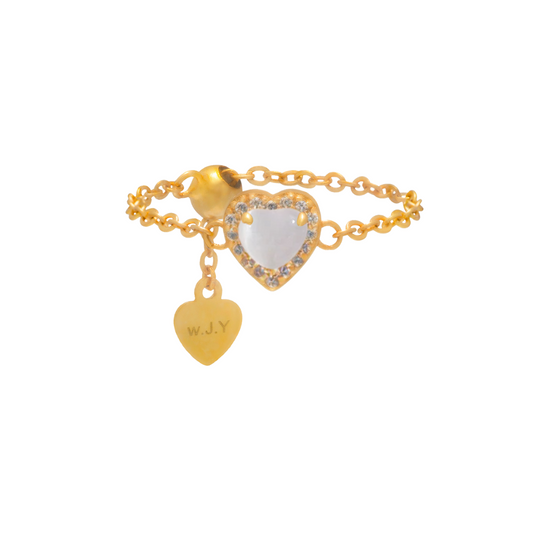 Cat's Eye Birthstones Love Zipper Gold Ring