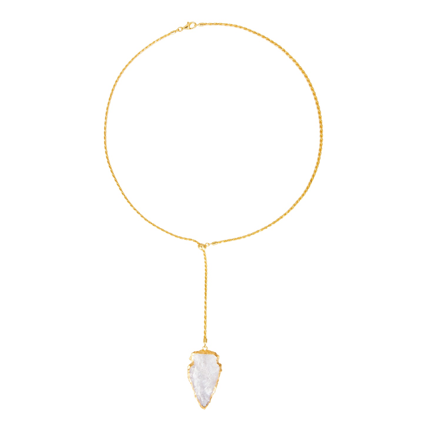 Natural White Crystal 18K Gold Plated Necklace (S)