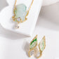 Handmade Engraving Jade Diamond Angel Pendant Necklace