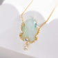 Handmade Engraving Jade Diamond Angel Pendant Necklace