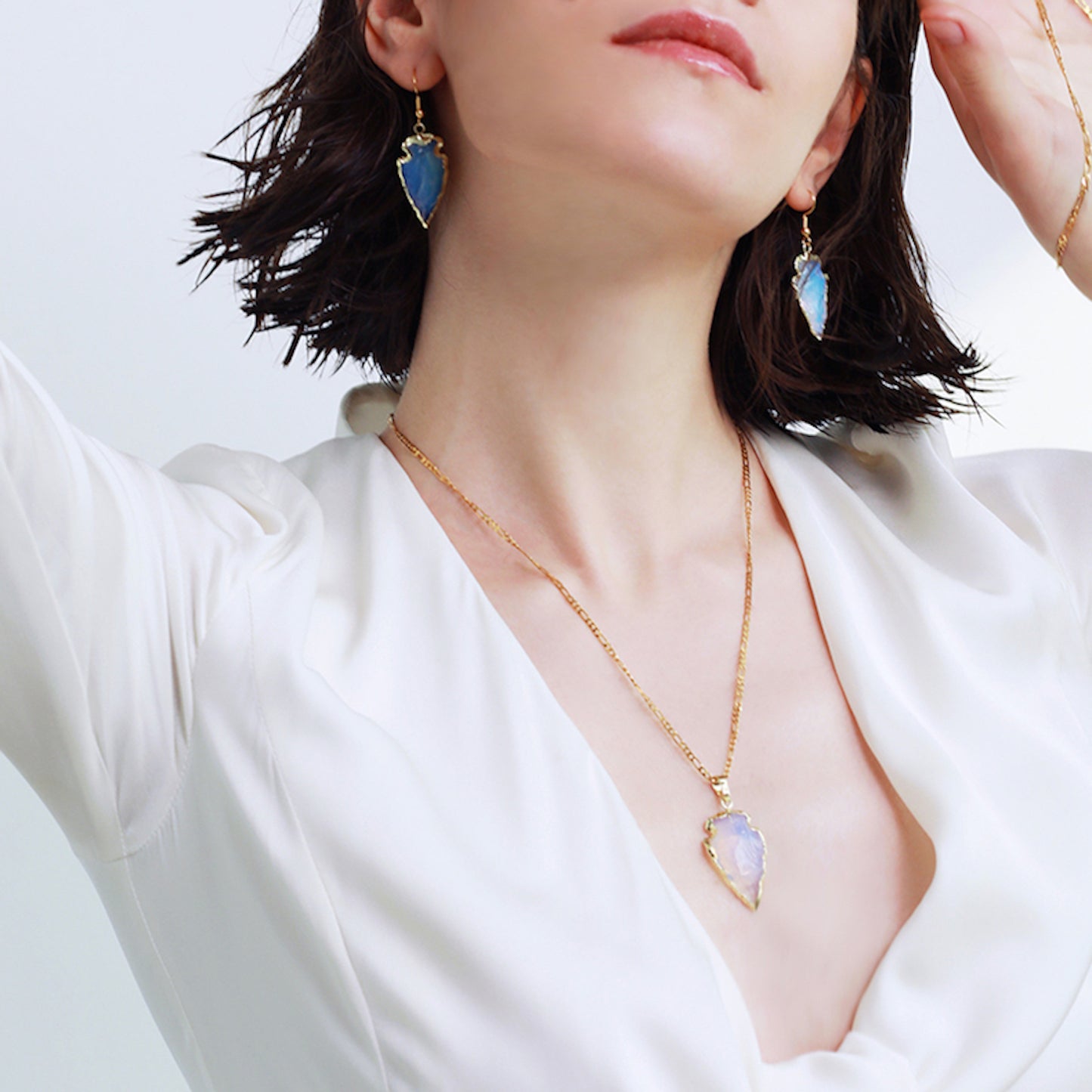 Natural White Crystal 18K Gold Plated Necklace Small